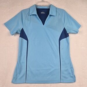 Under Armour Women's Blue V Nexk Golf Shirt Size Small‎ Two Tone Blue Buttonless